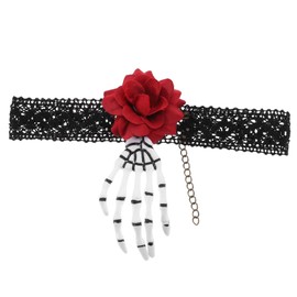 KOMBIUDA Comfortable Silver Skull Choker Festival Necklace Party Fashion Accessory