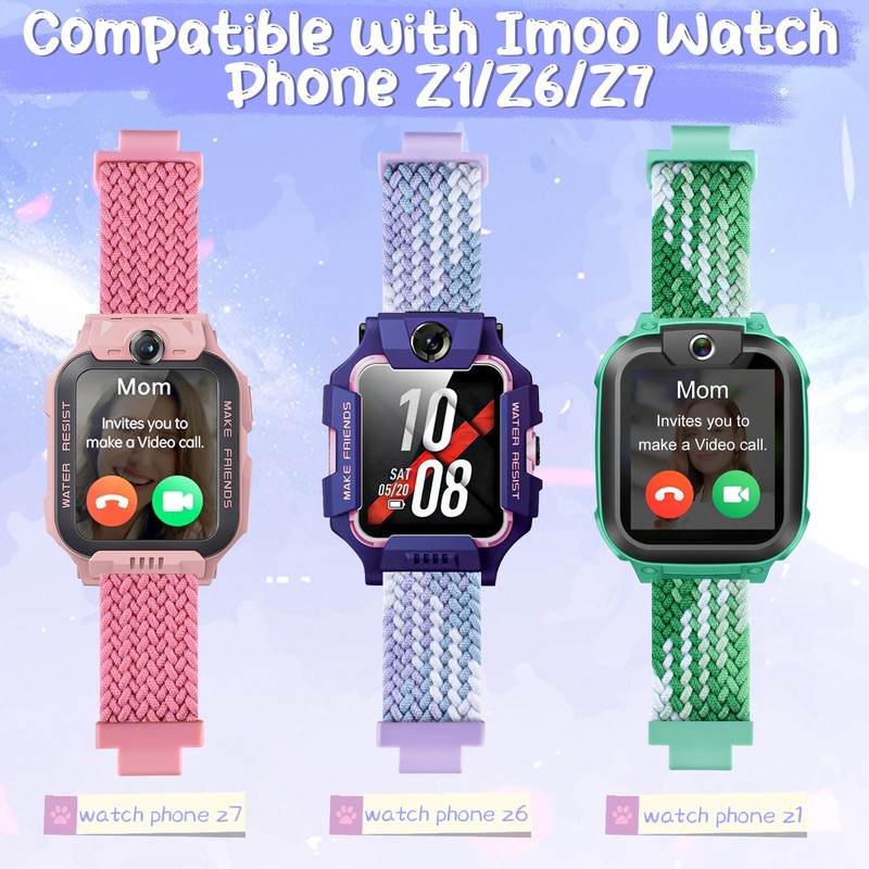 Hexasider Children's Bracelet Compatible with Watch Phone Z7/Z6/Z1, Nylon Braided