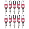 Pack of 10 Lockout Padlock, 38 mm Nylon Security Padlock