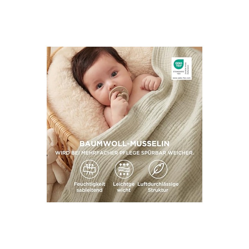 BEDSURE Muslin Blanket - 100% Cotton Blanket, Summer Blanket, Throw