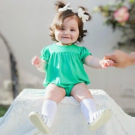 Baby Girls Spring Summer Clothes Newborn Smocked Romper Bubble Vintage Bodysuit Outfit (0-3 Months,Pink)