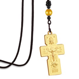 COTTVOTT Orthodox Jesus Cross Pendant Necklace Christian Crucifix Necklace Jewelry for Men (Gold Color)