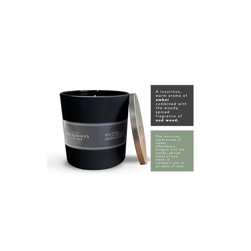 Pecksniff's Amber & Oud Wood Candle | 3 Wicks, 515g