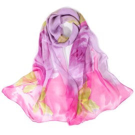 Lamca Chiffon Scarf - Ladies Scarves Lightweight Floral Print Scarf for Women UK