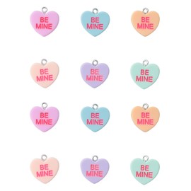Ruwado 18 Pcs BE MINE Jewelry Making Kits Multi Color Heart Shapes Resin Accessories for DIY Jewelry Making Findings Keychain Necklace Bracelets Earring Valentine’s Day Supplies (BE MINE, Colorful)