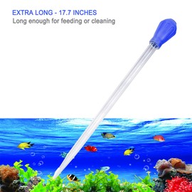 Gostur 17.7inch Aquarium Siphon/Fish Feeder/Tank Cleaner/Coral Feeding Tube/Water Changer/Waste Remover Clean Tool/Gravel Cleaning/Aquatic Long Pipette Syringe/Axolotl Reef Accessories (2 Packs)