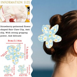 Flomiara 3 x Blumen-Haarspangen für Damen, hawaiianische Haarklammern, Sommer-Reise-Haar-Accessoires, seitlicher starker Halt, Druck-Klauen-Clip, Haarnadel für Mädchen, Frauen, dickes, dünnes Haar