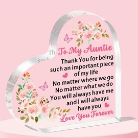 JETTOP Auntie Gifts -Gifts for Auntie Birthday Auntie Mothers Day Christmas Heart Acrylic Presents Auntie Always Have You