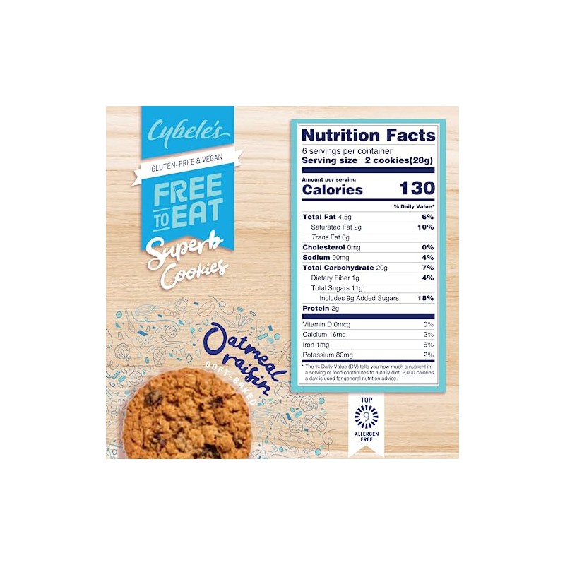 Cybele's Free to Eat , Oatmeal Raisin, 6 Ounce Box