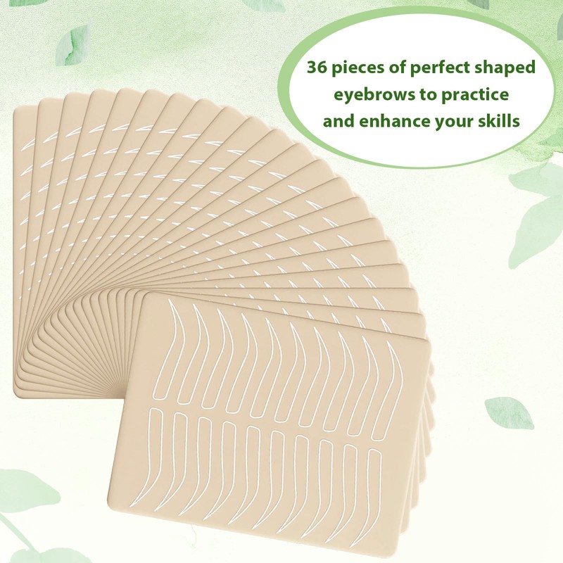 36 Pcs Microblading Practice Skin, Double Sided Microblading Supplies with