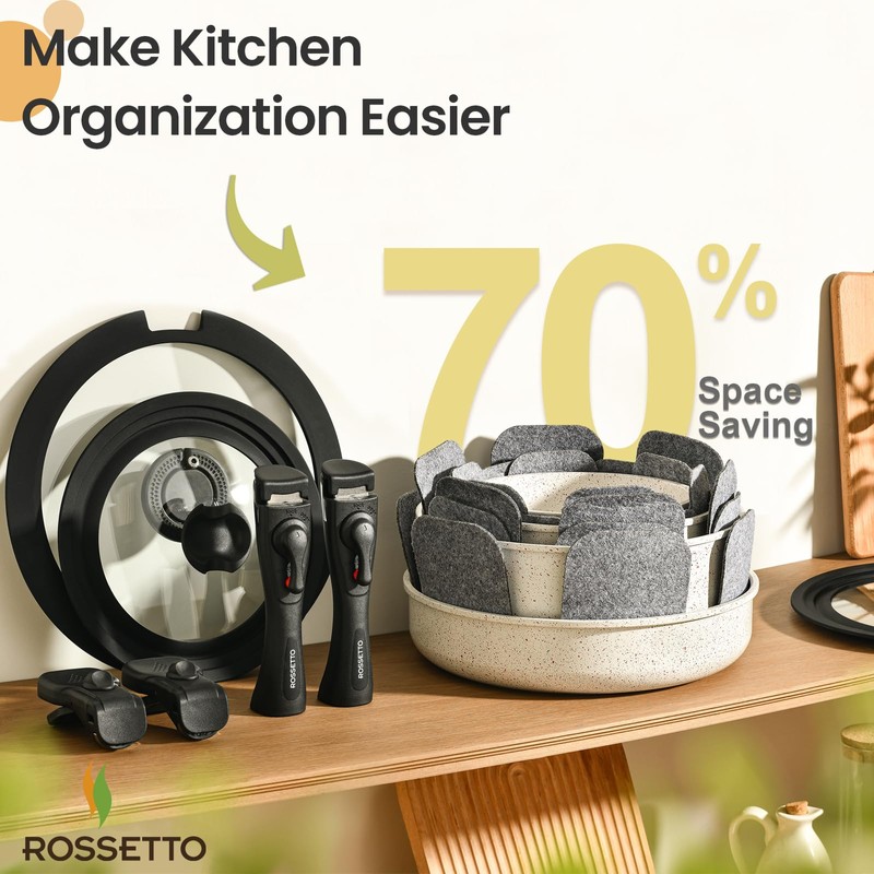 23 Pcs Nonstick Pots and Pans Set with 4 Detachable
