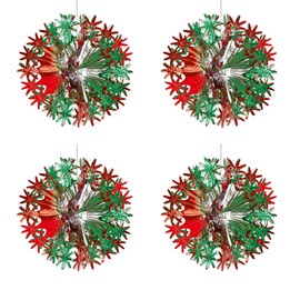 Widdle Gifts Foil Ceiling Decorations Green/Red Christmas 2 Tone - Set 4 30cm Balls Christmas Decorations