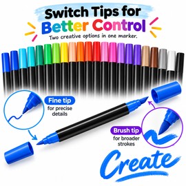 24-Color Acrylic Paint Markers for Art & Crafts – Dual-Tip Fine & Brush Pens for Stone, Wood & Calligraphy