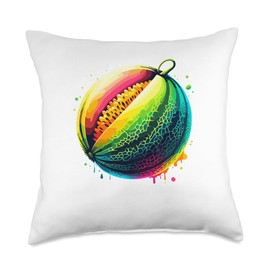 Colorful Splash Art Honeydew Melon Throw Pillow