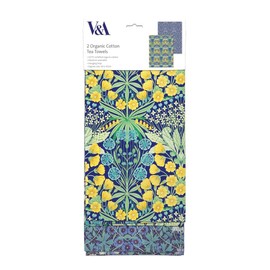 Museums & Galleries Tea Towels - V&A Design - Organic Cotton - Artistic Mallow Flowers by Allan Francis Vigers - Set of 2 - Stylish Home Accessory