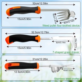 DGMI Stainless Steel Weeder with Handle, Hand Weeder with Handle, Stainless Steel, Garden Hand Weeder for Digging, Weeding, Transplanting, Uprooting, Pack of 3