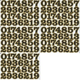 XIAXIN Waterproof PVC Number Sticker Set Weatherproof Water Resistant Number Sticker Character Nameplate Suitcase Nameplate Locker Indoor Outdoor Use TS-532 (5, Black X Gold)