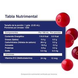 Vitamina B12 Líquida Sublingual | Metilcobalamina | Paquete de 2 | Sabor Arándano | 1200 Porciones en envase de 60 ml | Apta para Veganos