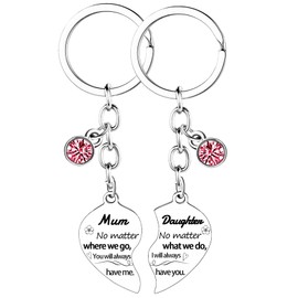 Nfyxcaz 2 Pcs Mum Daughter Heart Matching Keychain Set Mum Gifts From Daughter Mum Daughter Gift Mother's Day Gifts For Mum Christmas Birthday Gifts For Mum Daughter