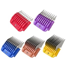 Animal Stainless Steel 5 Color Guide Comb Set for Snap on Size # 10/15 /30 Detachable Clipper Blade Fit for Andis& for Oster A5 & for Wahl KM Series Guards Clipper by XSPANDER