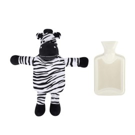 Warm Hot Water Bottle with Plush Soft Cover Animal Hand Warmer Premium Natural Rubber 1 Litre Detachable Soft Zebra Hot Water Bag-Helps Provide Warmth And Comfort,Great Gift Ideal for Kid & Adult