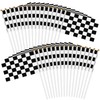 30Pcs Checkered Black and White Racing Stick Flag Small Mini