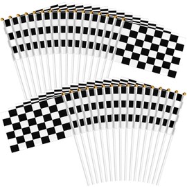 30Pcs Checkered Black and White Racing Stick Flag Small Mini Hand Held Race Car Flags Party Decorations
