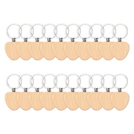 PATIKIL Heart Shape Wood Keychain Blank, 20Pcs Unfinished Wooden Blanks Wood Key Chain Bulk for Pet Tags DIY Gift Crafts, Wood Color