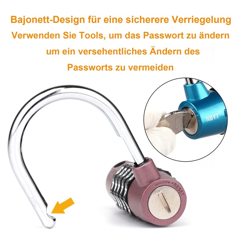 NBYT 5 Digit Multicolor Combination Padlock Lock Bar Diameter 7mm