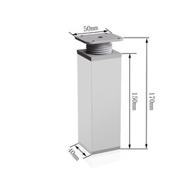 Rusoz Furniture Feet, Adjustable, Pack of 4, Table Legs, 150 mm, Aluminium, Height-Adjustable Feet, 0-20 mm, Furniture Feet, Metal for Cabinets, Chest of Drawers,