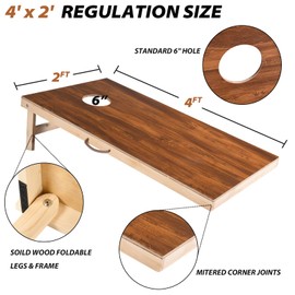 Sportdo Cornhole Set 4'x2' Corn Hole Boards Set Regulation Size Wood, Corn Hole Games for Adults, Outdoor Toss Game with 8 Bean Bags