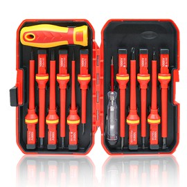 13 Piece Insulated Screwdriver Set: Electrician Screwdriver Set 1000 V Slotted Torx Screwdriver Set with Voltage Tester for Assembly and Disassembly of Electrical Devices