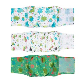 MICOOYO Washable Belly Bands for Male Dogs | Reusable Doggie Diapers | Absorbent Doggy Wraps with Adjustable Fastener - Small (Pack of 3, Elephants & Snails & Birds)