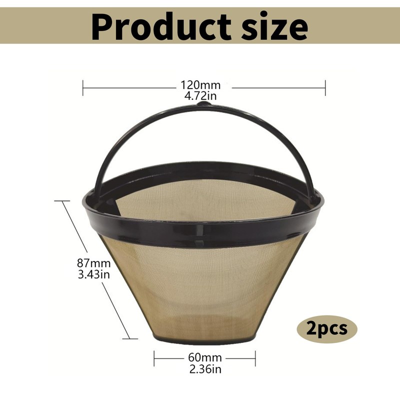 CLKE 2Pcs Reusable Coffee Filter, Universal Permanent Coffee Filter, Washable