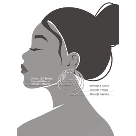 Roheafer 6 Pairs Clip Earrings for Women Fake Hoop Earrings Spring Hoop Earrings Set for Non-Pierced Ears Jewellery 6 Sizes, Alloy Steel, No Gemstone