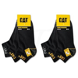 CAT Caterpillar 6 Pairs Work Trainers Work Socks Stockings in Sizes 6-16, 6 Pairs Black