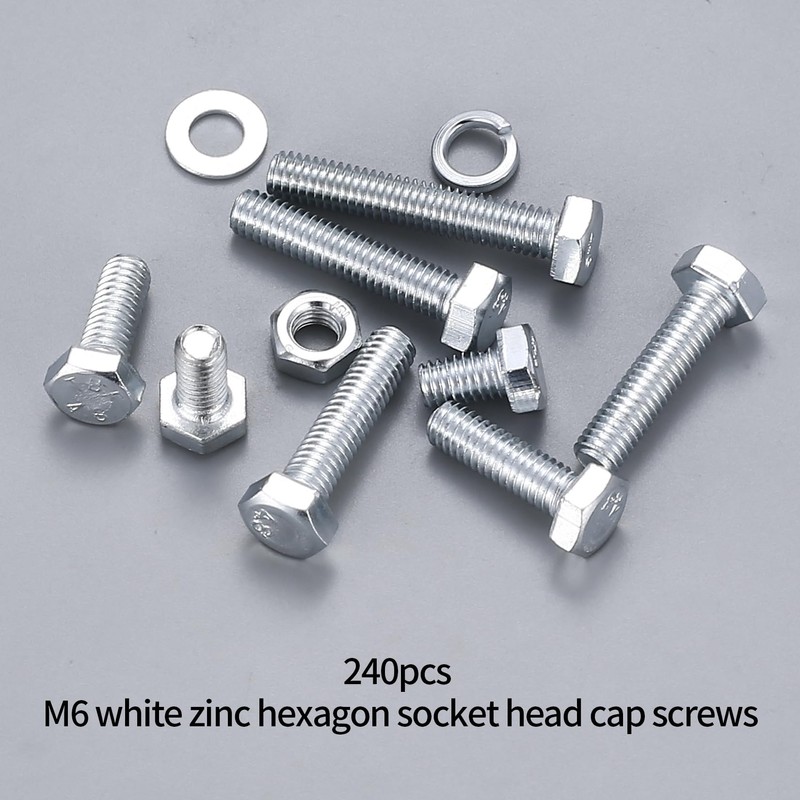 240 Piece M6 Screws Set, Hex Screws Nuts Set, Hexagonal