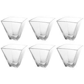 Barski Glass -Set of 6 - Square - Dessert - Bowl Set - 3.5 oz. - Classic Clear - for Fruit - Sorbet - Ice Cream - Candy - Chocolate - Made in Europe