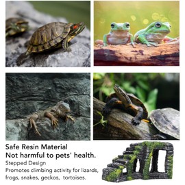 Aquarium Decorations, Turtle Climbing Platform, Stairs, Resin, Aquarium Ornament, Graduated Design, Reptile Climbing Platform, Easy Installation, Suitable for Home Decoration, 22 x 8.5 x