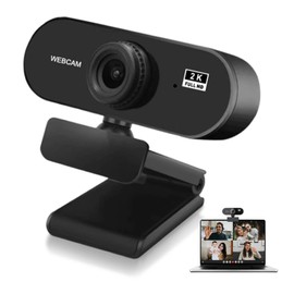 2K Ultra HD Webcam with Microphone, Full HD 2K Webcam for PC and Laptop, Plug-and-Play, Web Cam with Microphone, Auto Light Correction, 360° View Web Cam for Live Streaming Gaming Studying Conferences