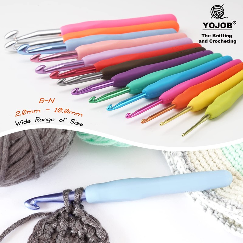 YOJOB 2Pack Size 7.0mm, L / 8.0mm Crochet Hooks, Super