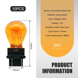 leechio 10 PCS Car Brake Halogen Light,3157 12V 21/5W Waterproof Shock Resistant Dual Signal Bulb, Plug Play Tail Replacement Light Bulb, Suitable for Most Cars (Amber)