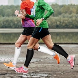 CHARMKING Calf Compression Sleeve for Women & Men Circulation (3 Pairs) 15-20 mmHg is Best Athletic for Running, Flight Travel, Support, Cycling, Pregnant - Boost Performance (2X, Black/White/Beige)