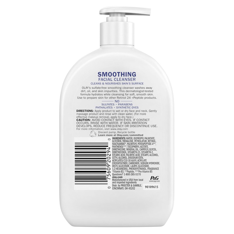 Olay Face Wash Daily Facial Cleanser with Retinol, Peptides and