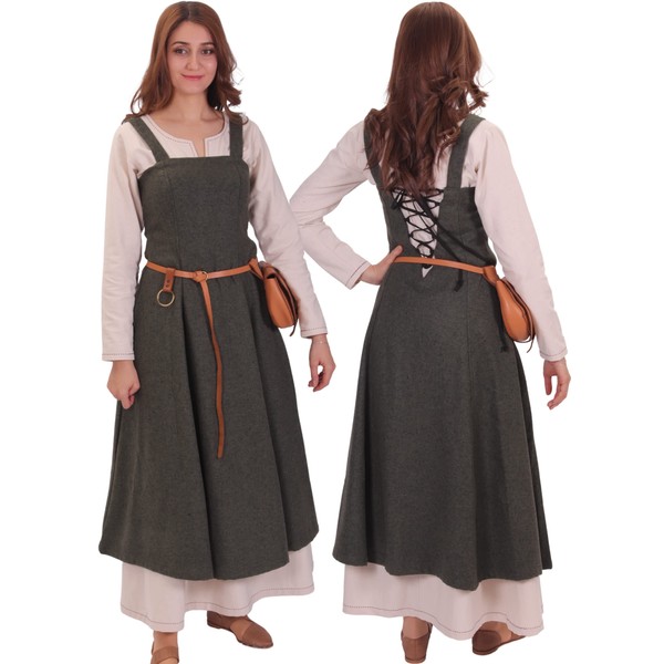 Anna - Medieval Viking Apron Overdress with Laced Back -