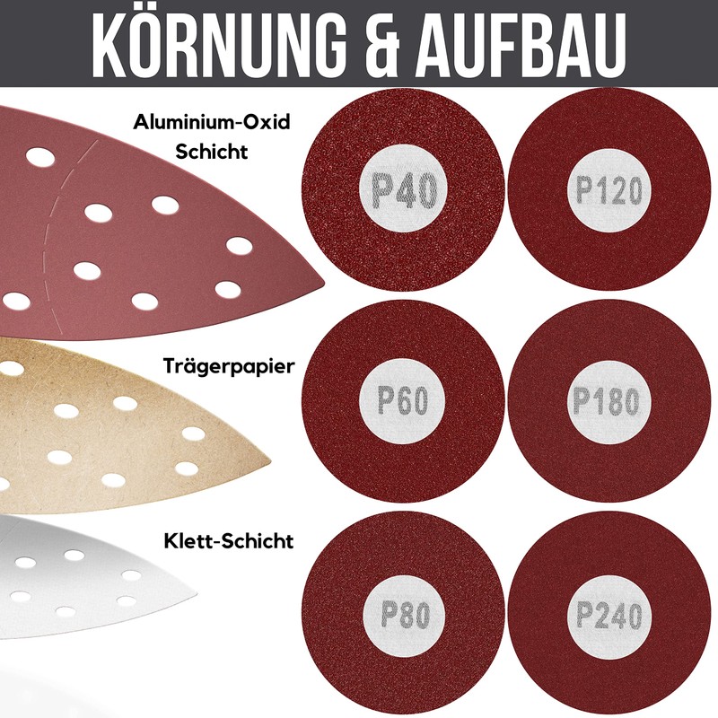 KSP-Tec │Pack of 60 Sandpaper Triangle Sanders + 12 Sanding