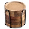 WLWNWFT Coasters for Drinks Absorbent with Holder, Acacia Wood Cork