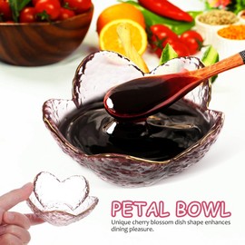 LIFKOME Cherry Blossom Plate Glass Ring Holder Dish Decorative Trinket Bowl Jewelry Tray Small Candy Dish For Office Desk