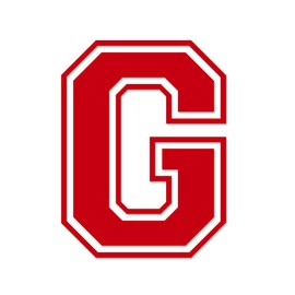 Applicable Pun Varsity Letter G - Vinyl Decal for Outdoor Use on Cars, ATV, Boats, Windows and More - Red 3 Inches Tall