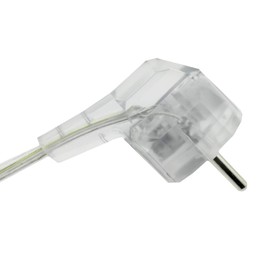 Transparent Cable 2 m with Earthing Contact Plug & Toggle Switch On/Off - 3-Core Connection Cable 250 V